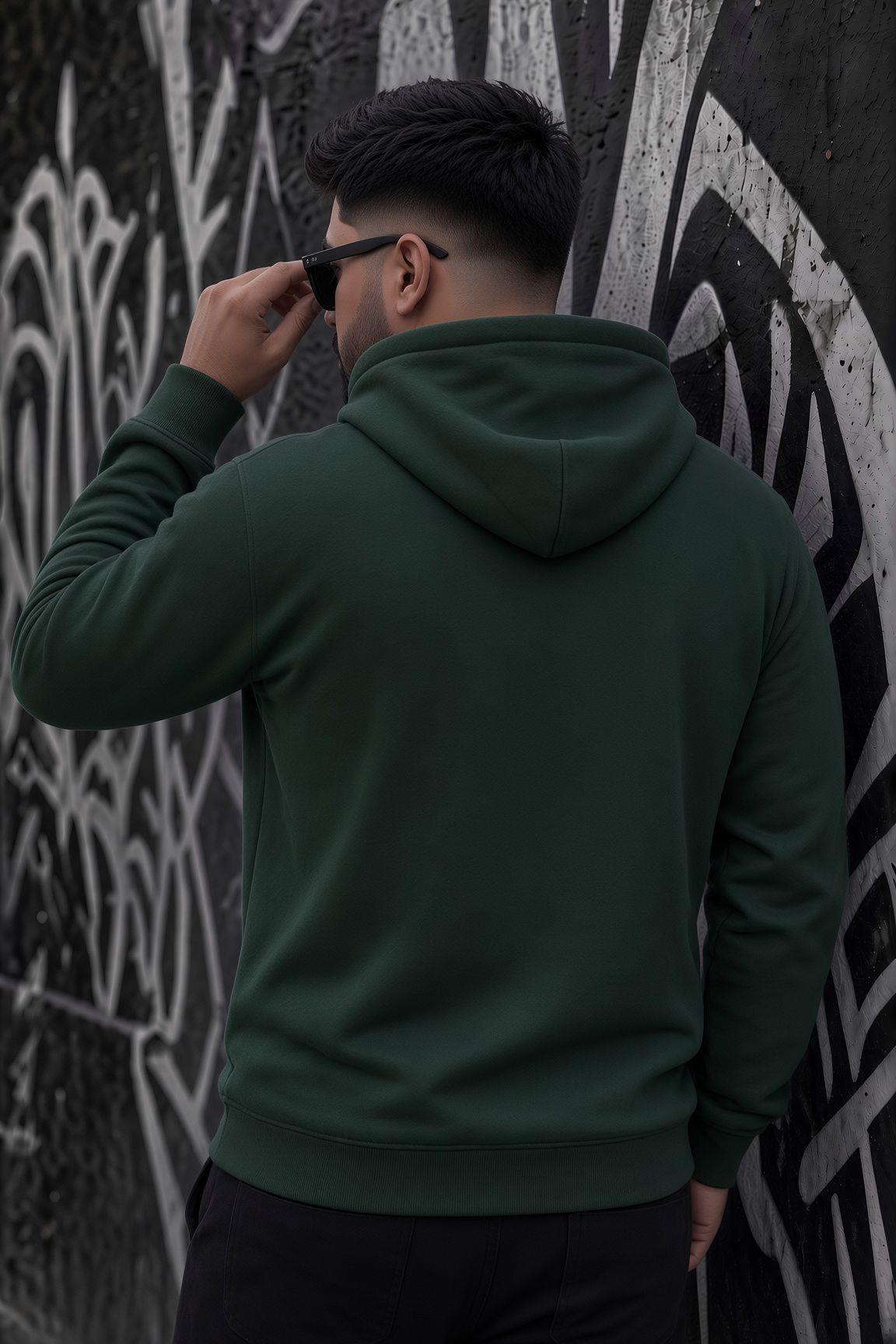 Bery Büyük Beden Erkek Kapüşonlu Basic Sweatshirt İki İplik Şardonlu Kanguru Cepli