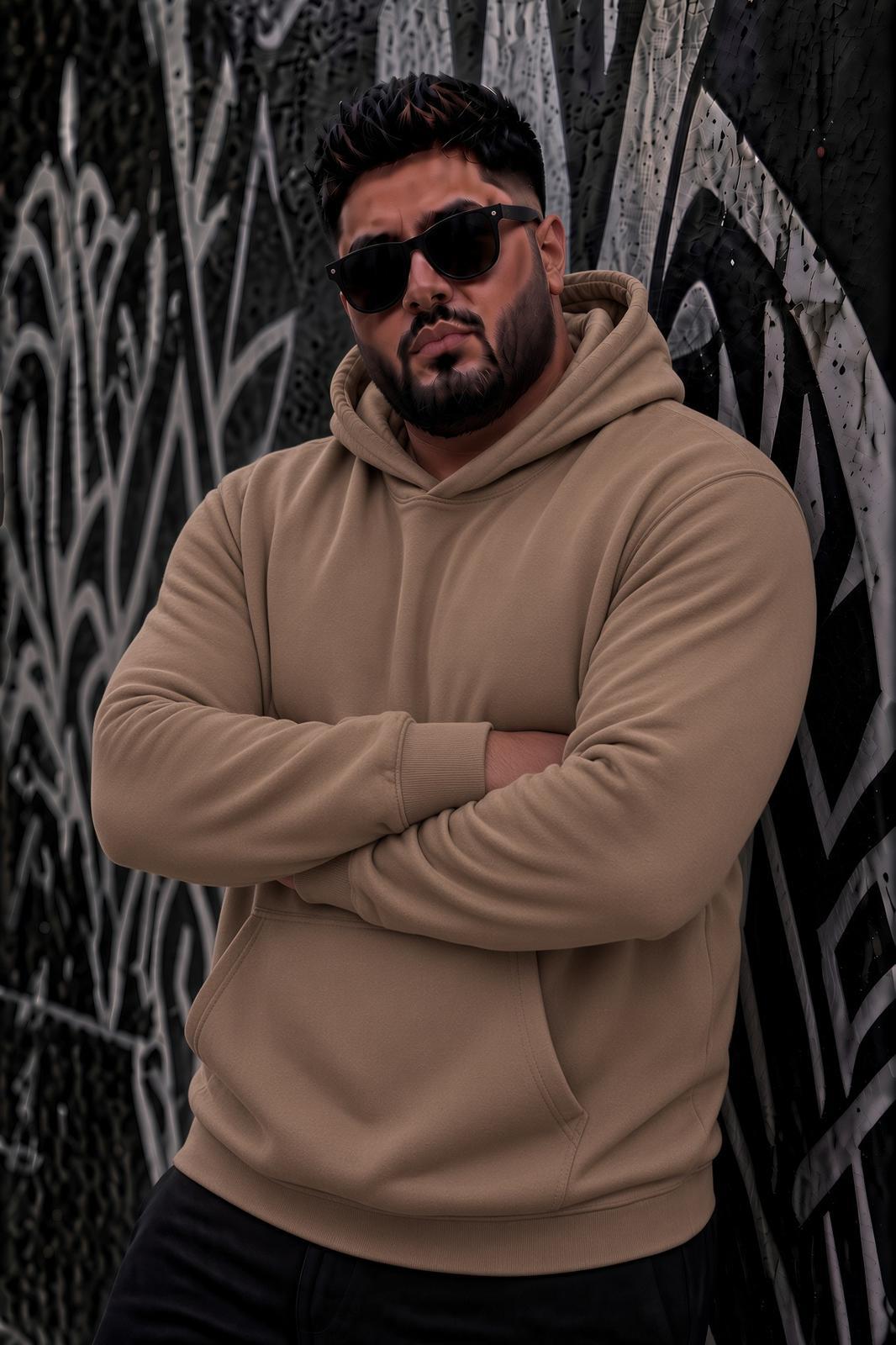 Bery Büyük Beden Erkek Kapüşonlu Basic Sweatshirt İki İplik Şardonlu Kanguru Cepli