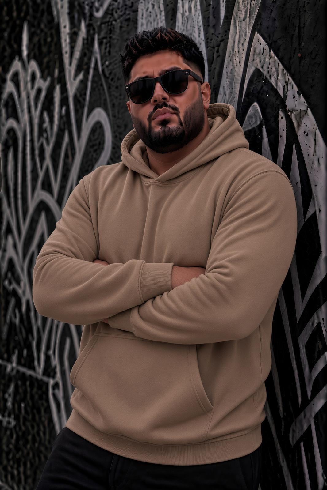 Bery Büyük Beden Erkek Kapüşonlu Basic Sweatshirt İki İplik Şardonlu Kanguru Cepli