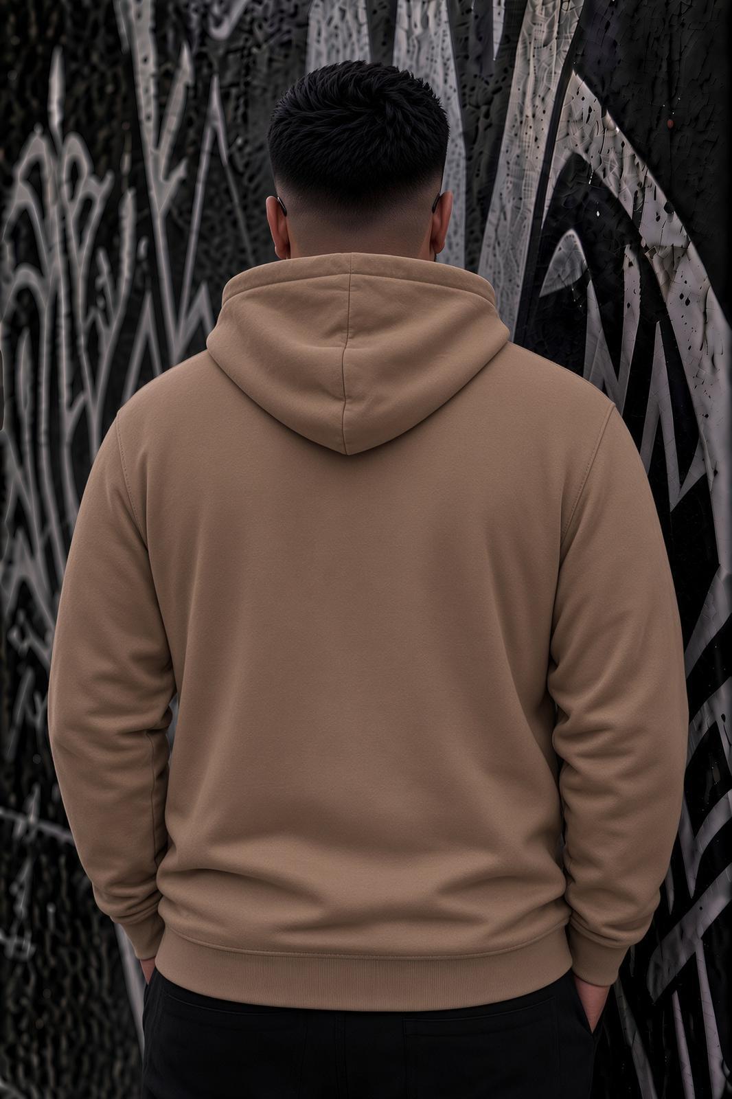 Bery Büyük Beden Erkek Kapüşonlu Basic Sweatshirt İki İplik Şardonlu Kanguru Cepli