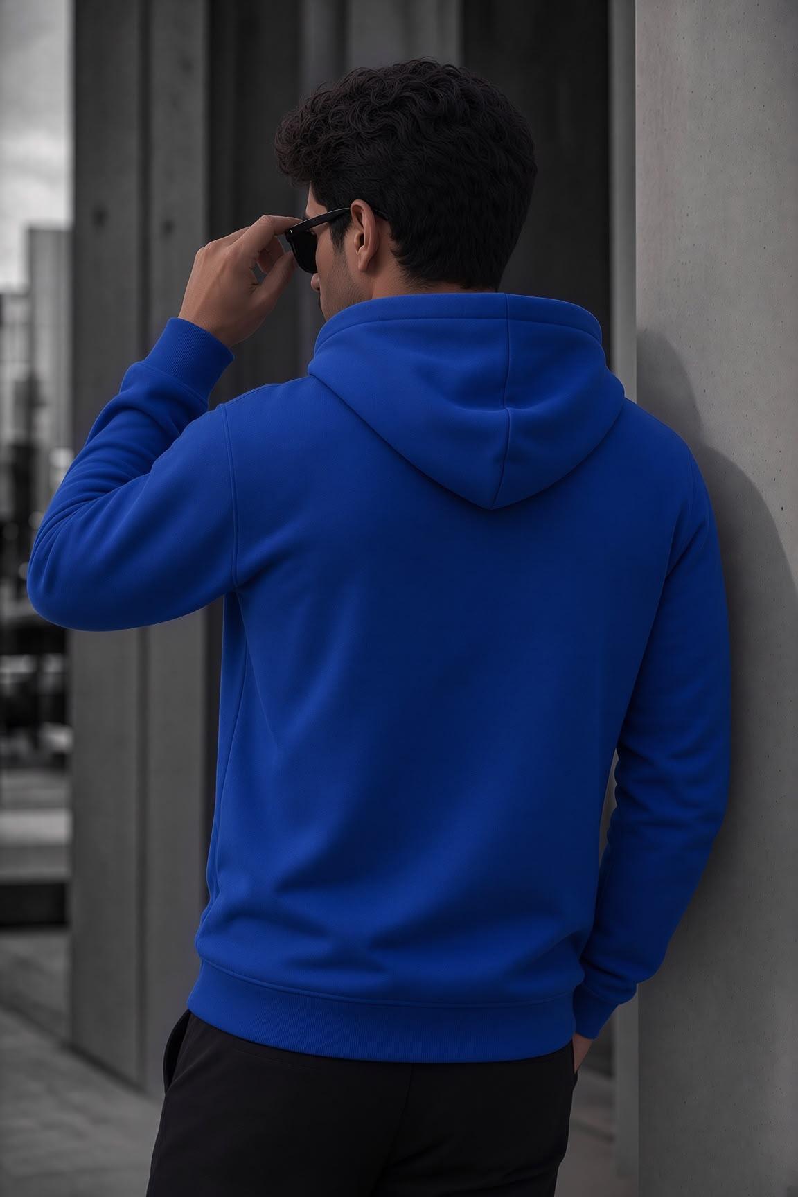 Bery Erkek İki İplik Şardonlu Kapüşonlu Basic Sweatshirt | Kanguru Cepli Düz Renk Günlük Hoodie