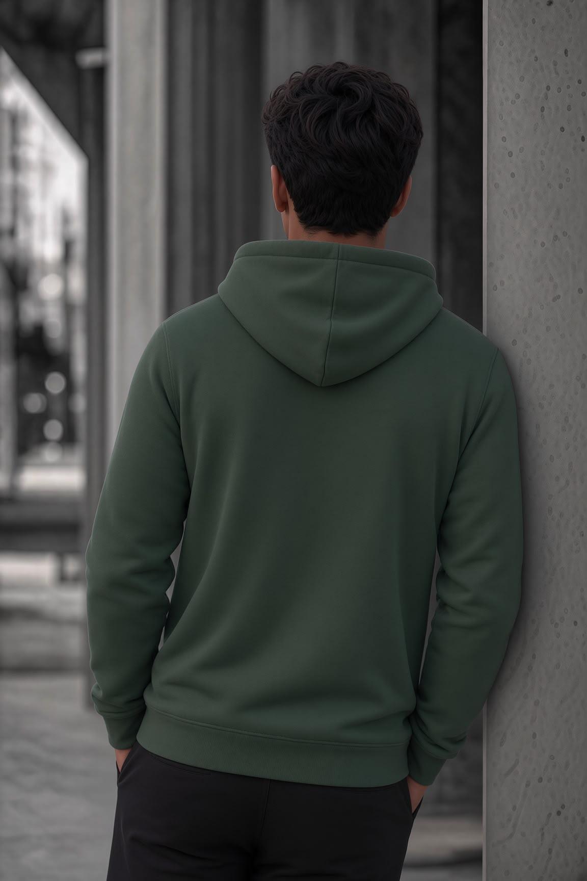 Bery Erkek İki İplik Şardonlu Kapüşonlu Basic Sweatshirt | Kanguru Cepli Düz Renk Günlük Hoodie