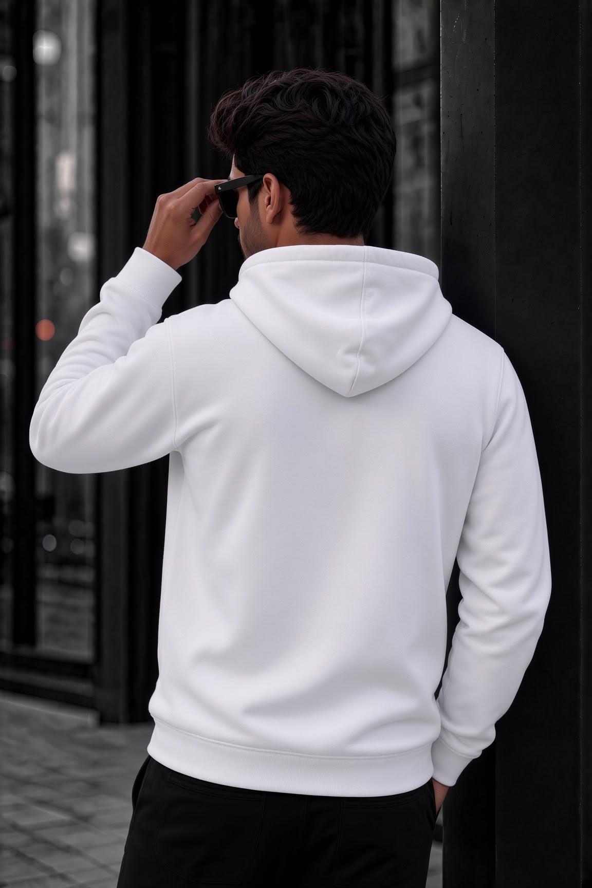 Bery Erkek İki İplik Şardonlu Kapüşonlu Basic Sweatshirt | Kanguru Cepli Düz Renk Günlük Hoodie