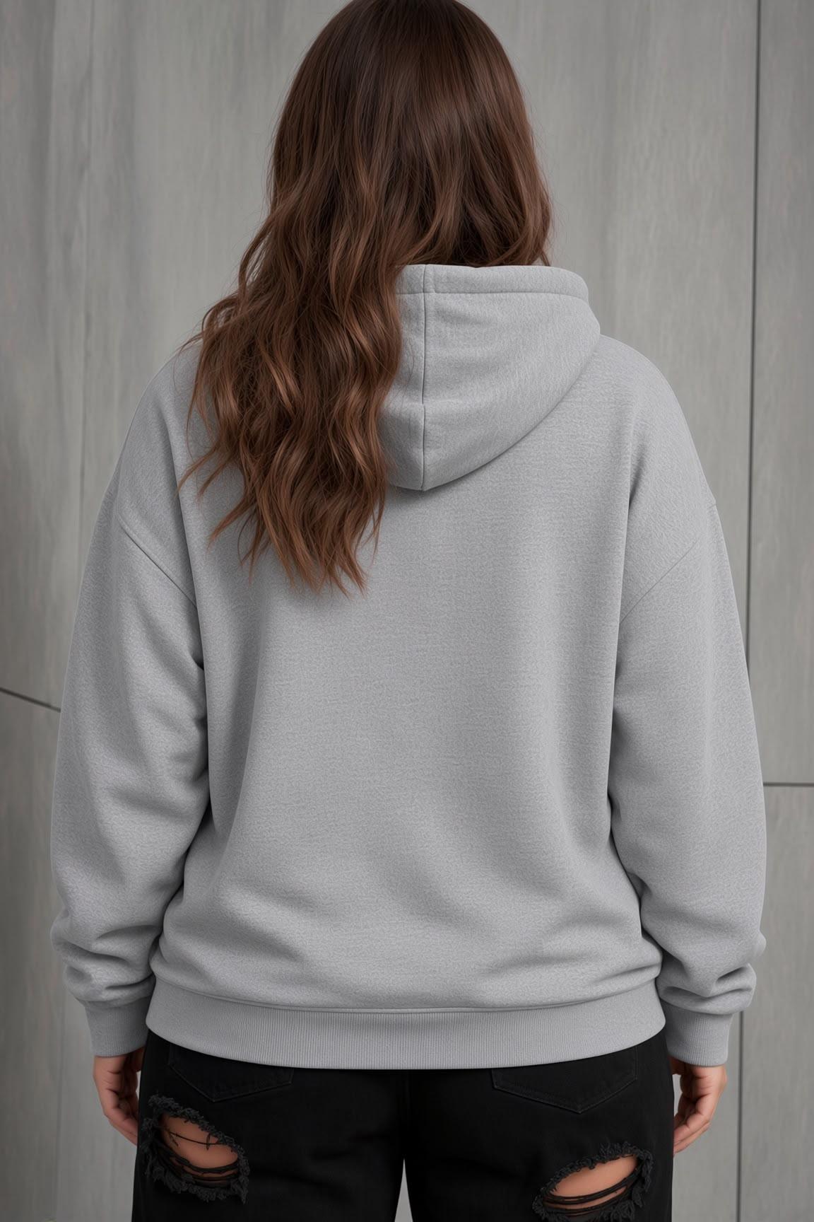 Bery Kadın Büyük Beden Battal Basic Kapüşonlu İki İplik Pamuklu Sweatshirt Rahat Kesim Unisex Sevgili Kombini