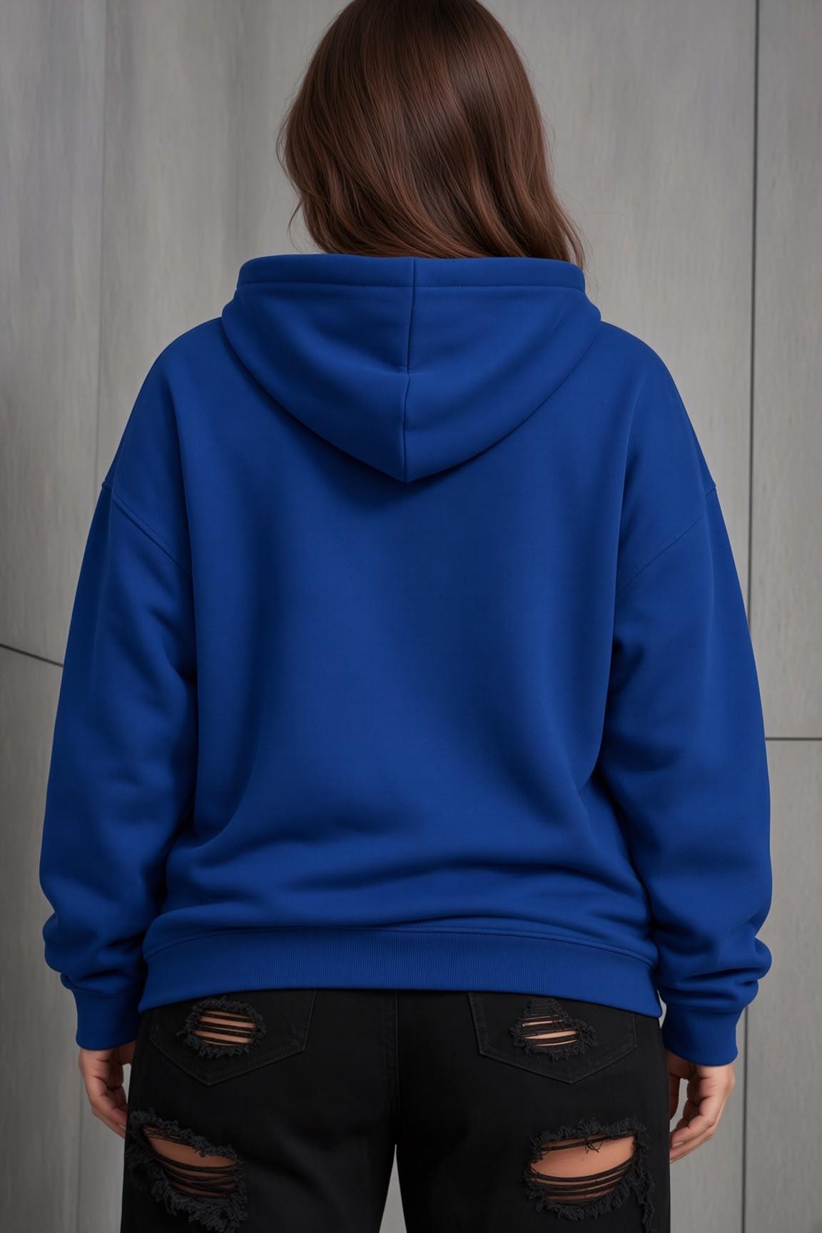 Bery Kadın Büyük Beden Battal Basic Kapüşonlu İki İplik Pamuklu Sweatshirt Rahat Kesim Unisex Sevgili Kombini