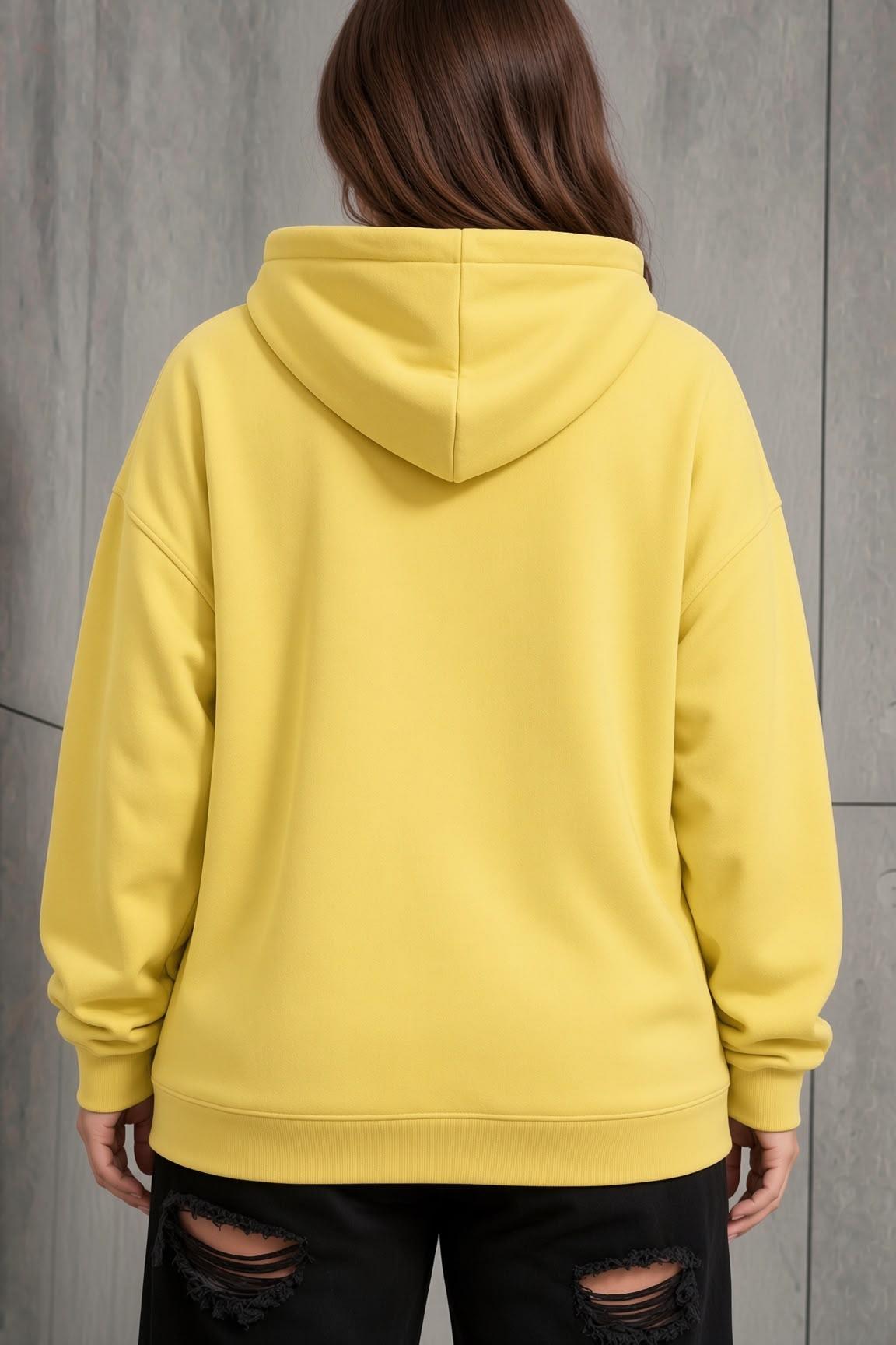 Bery Kadın Büyük Beden Battal Basic Kapüşonlu İki İplik Pamuklu Sweatshirt Rahat Kesim Unisex Sevgili Kombini