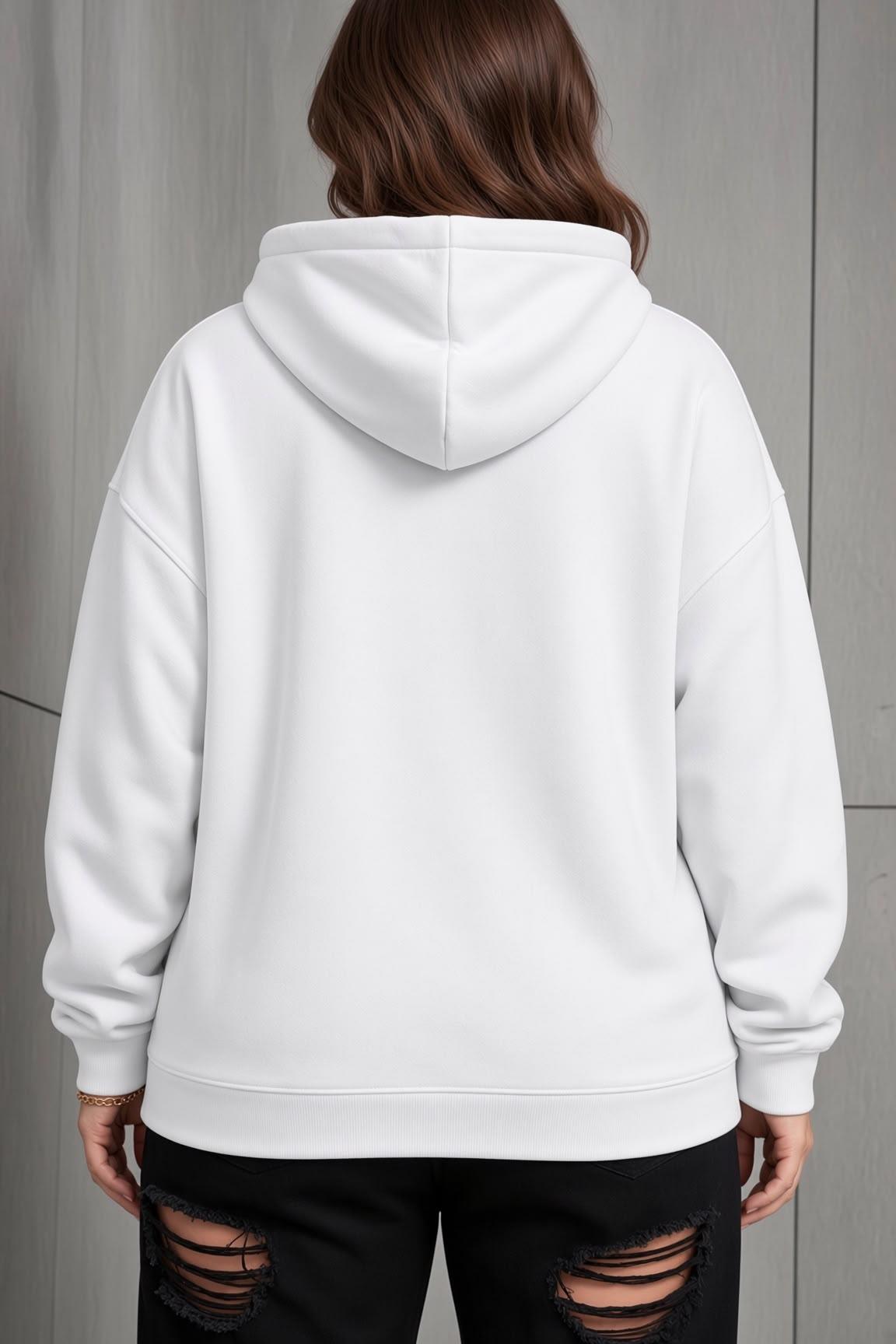 Bery Kadın Büyük Beden Battal Basic Kapüşonlu İki İplik Pamuklu Sweatshirt Rahat Kesim Unisex Sevgili Kombini