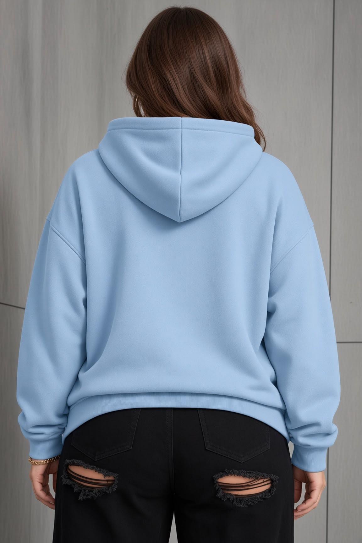 Bery Kadın Büyük Beden Battal Basic Kapüşonlu İki İplik Pamuklu Sweatshirt Rahat Kesim Unisex Sevgili Kombini