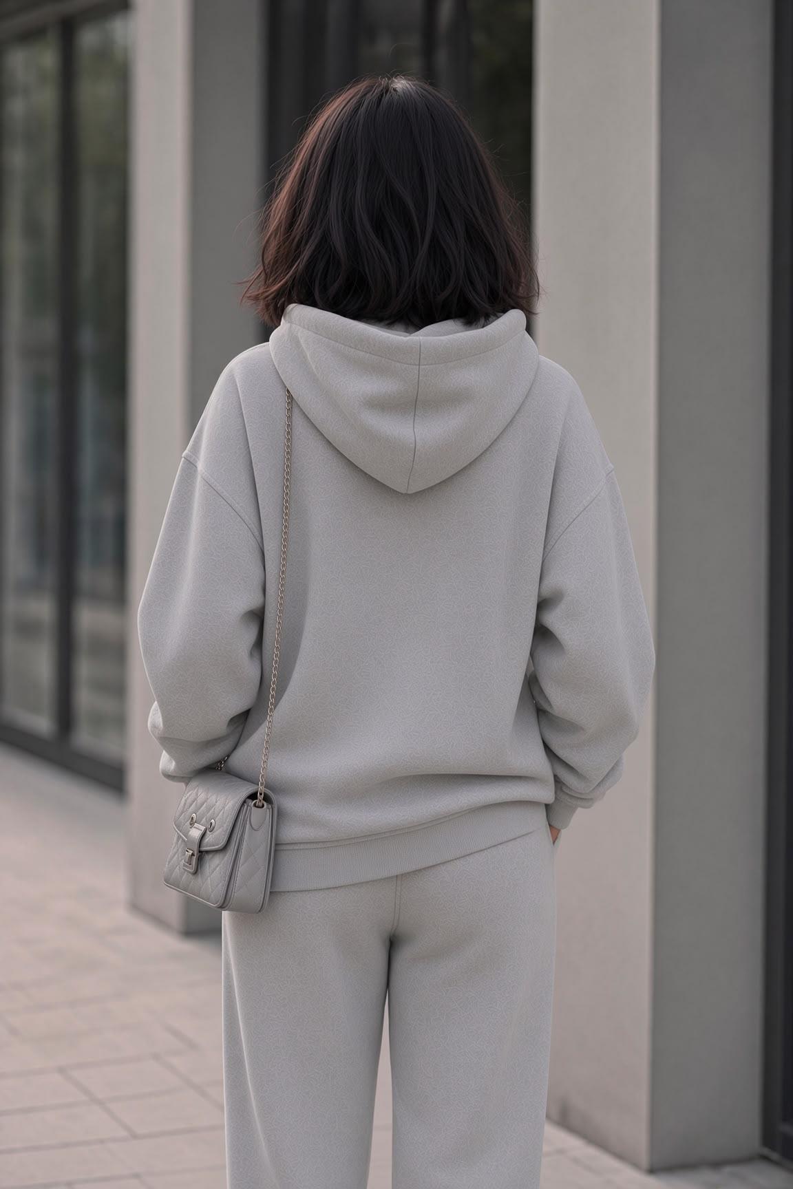 Bery Kadın İki İplik Şardonlu Oversize Kapüşonlu Basic Sweatshirt | Kanguru Cepli Düz Renk Günlük Hoodie