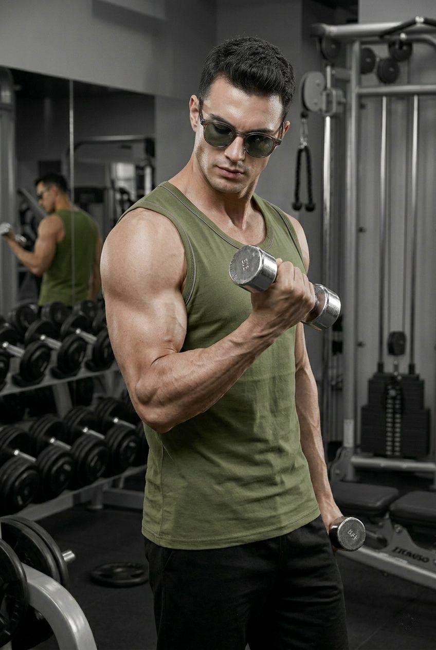 Biye Detaylı Bisiklet Yaka Erkek Atlet - Fitness ve Günlük Stil