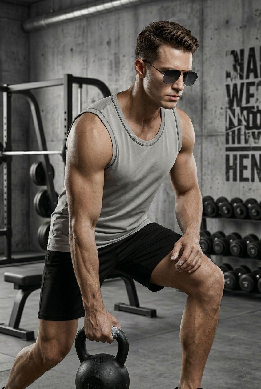 Biye Detaylı Bisiklet Yaka Erkek Atlet - Fitness ve Günlük Stil