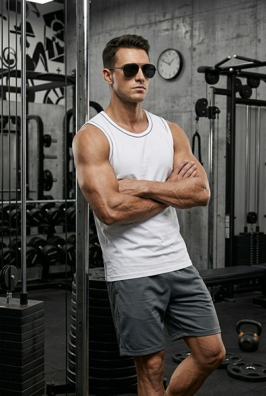Biye Detaylı Bisiklet Yaka Erkek Atlet - Fitness ve Günlük Stil