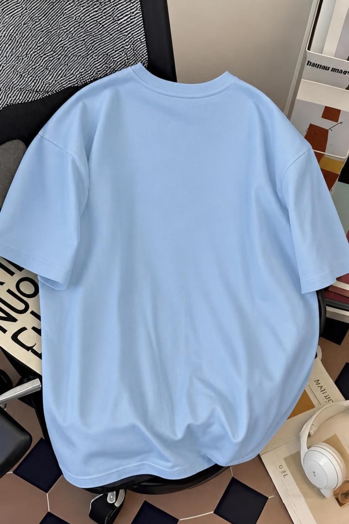 Blueberry Girl Tasarım Baskılı Pamuklu Oversize Kadın T-Shirt