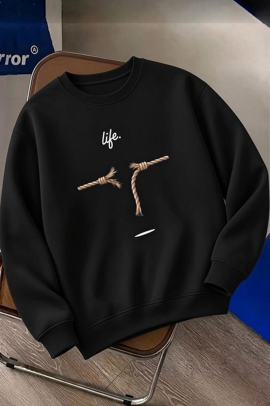 Bs Life Design Minimalist İllüstrasyon Baskılı Unisex Kapüşonlu Sweatshirt-Büyük Beden Seçenekli