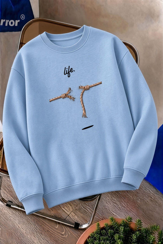 Bs Life Design Minimalist İllüstrasyon Baskılı Unisex Kapüşonlu Sweatshirt-Büyük Beden Seçenekli