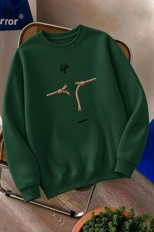 Bs Life Design Minimalist İllüstrasyon Baskılı Unisex Kapüşonlu Sweatshirt-Büyük Beden Seçenekli