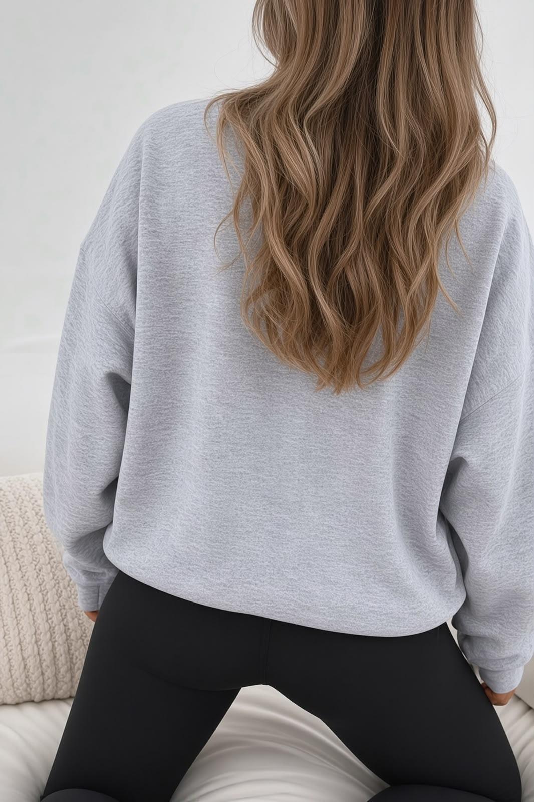 Bs Salem Massachusetts Ön Baskılı Kadın Oversize Bisiklet Yaka Sweatshirt