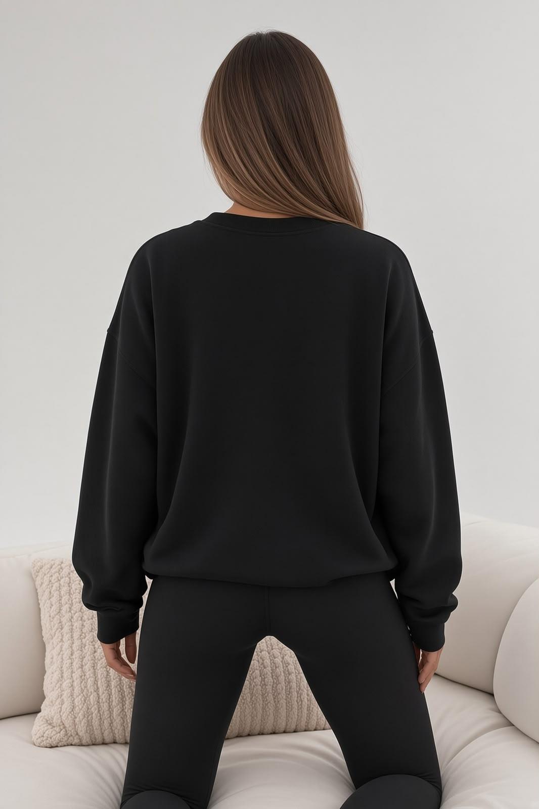 Bs Salem Massachusetts Ön Baskılı Kadın Oversize Bisiklet Yaka Sweatshirt