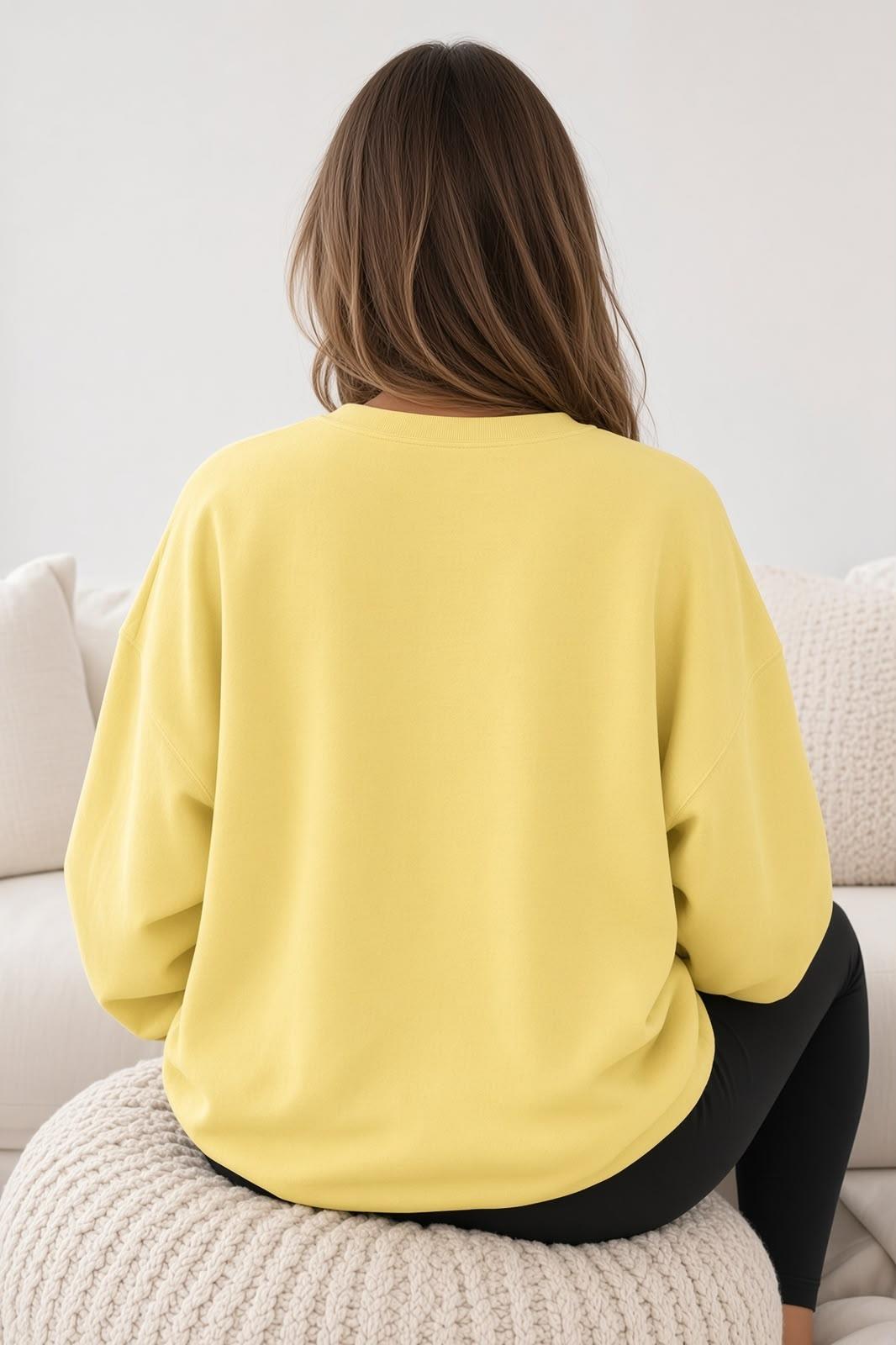 Bs Salem Massachusetts Ön Baskılı Kadın Oversize Bisiklet Yaka Sweatshirt