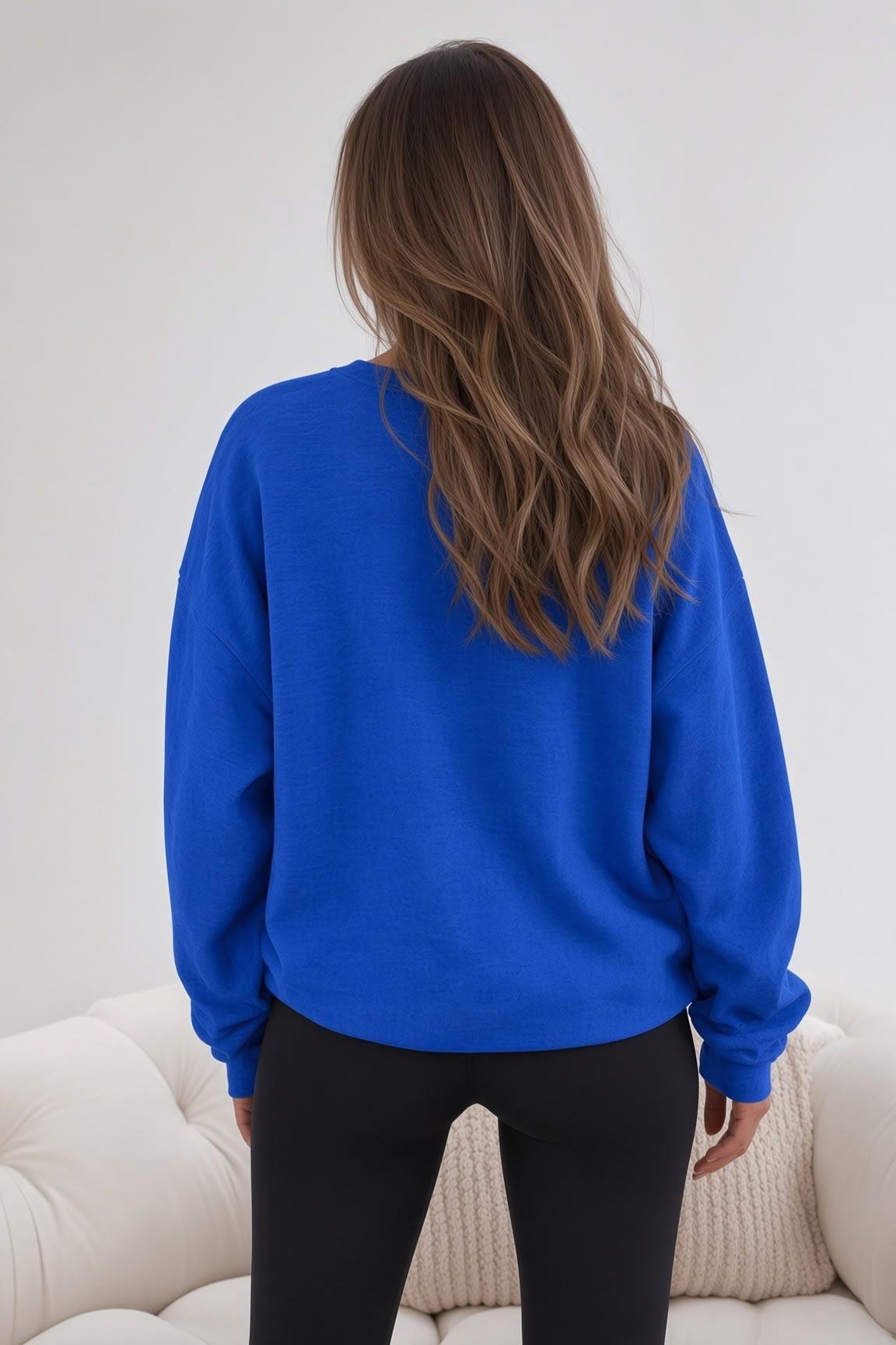 Bs Salem Massachusetts Ön Baskılı Kadın Oversize Bisiklet Yaka Sweatshirt