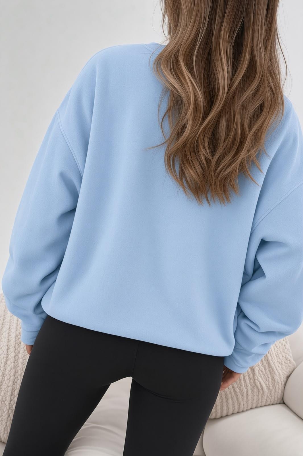 Bs Salem Massachusetts Ön Baskılı Kadın Oversize Bisiklet Yaka Sweatshirt