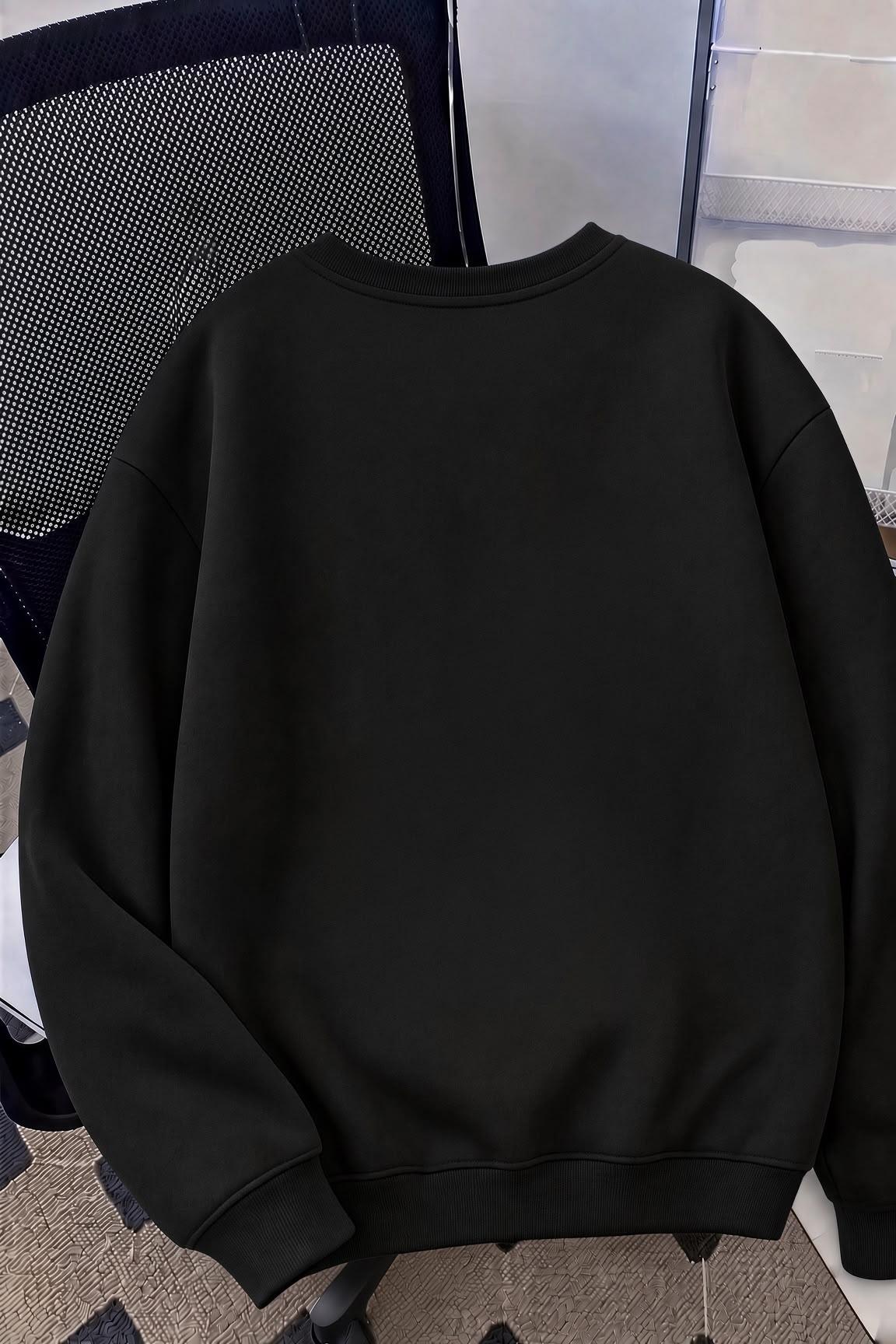 Bs Unisex Oversize LA Sırt Baskılı "Rock The World" İki İplik Şardonlu Bisiklet Yaka Sweatshirt