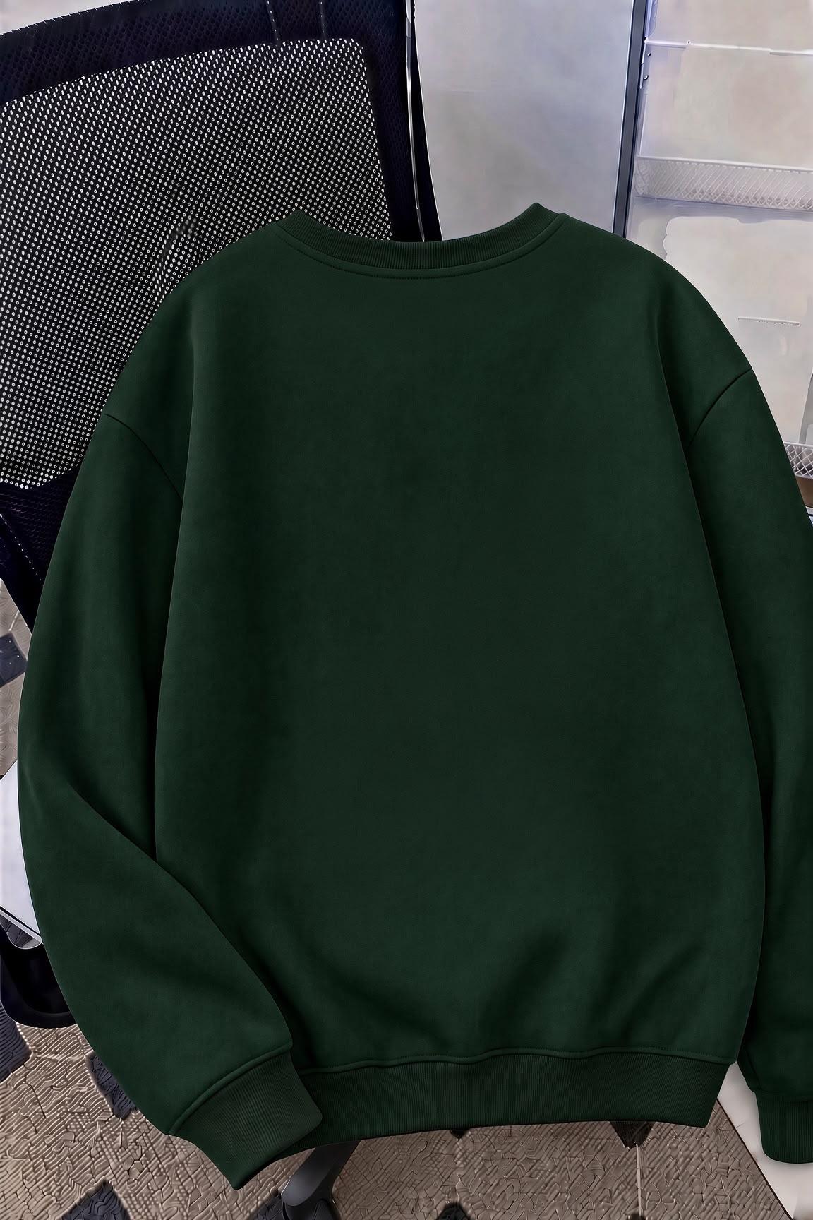 Bs Unisex Oversize LA Sırt Baskılı "Rock The World" İki İplik Şardonlu Bisiklet Yaka Sweatshirt