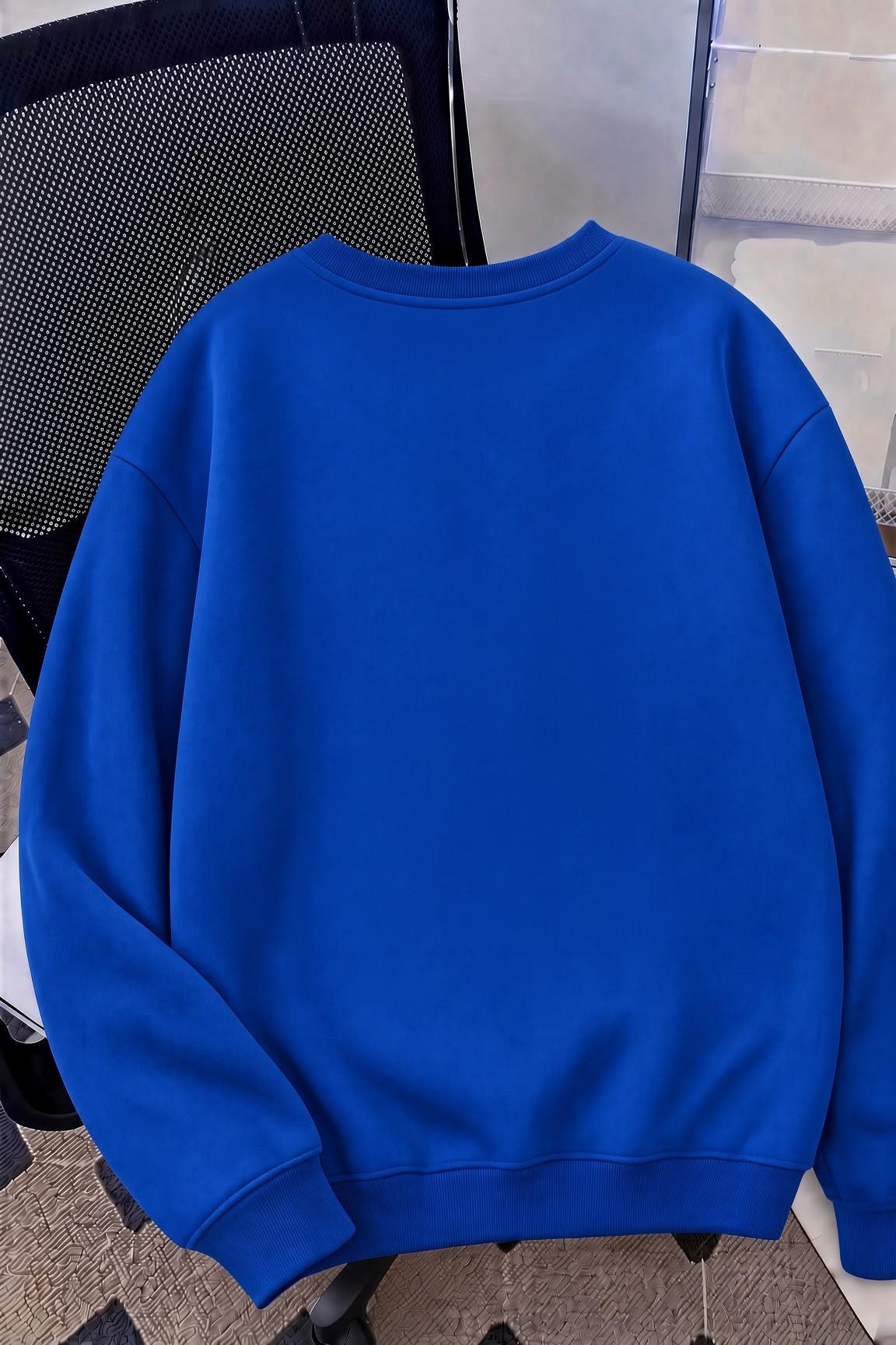 Bs Unisex Oversize LA Sırt Baskılı "Rock The World" İki İplik Şardonlu Bisiklet Yaka Sweatshirt