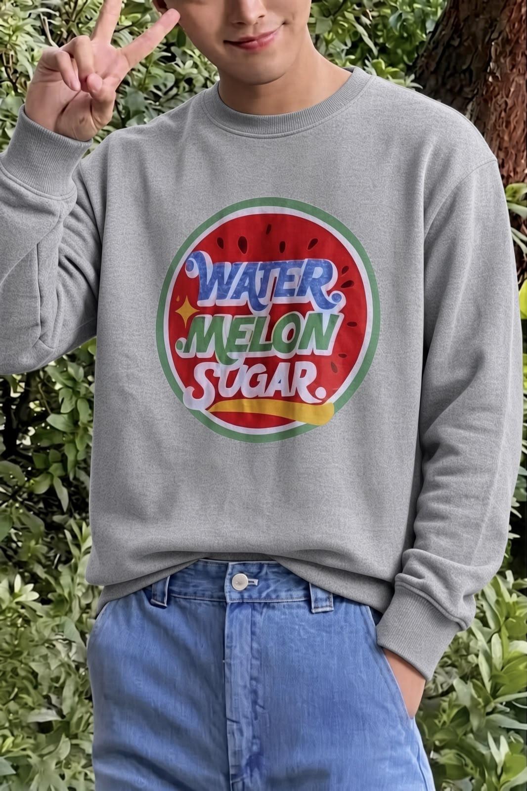 Bs Watermelon Sugar Karpuz Baskılı Unisex Bisiklet Yaka Sweatshirt