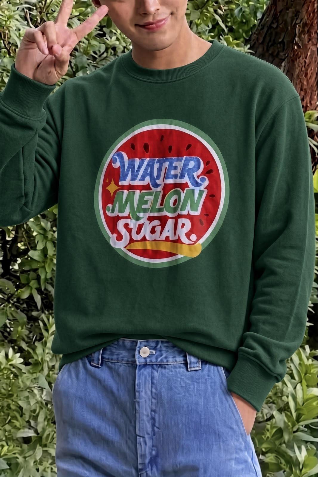 Bs Watermelon Sugar Karpuz Baskılı Unisex Bisiklet Yaka Sweatshirt