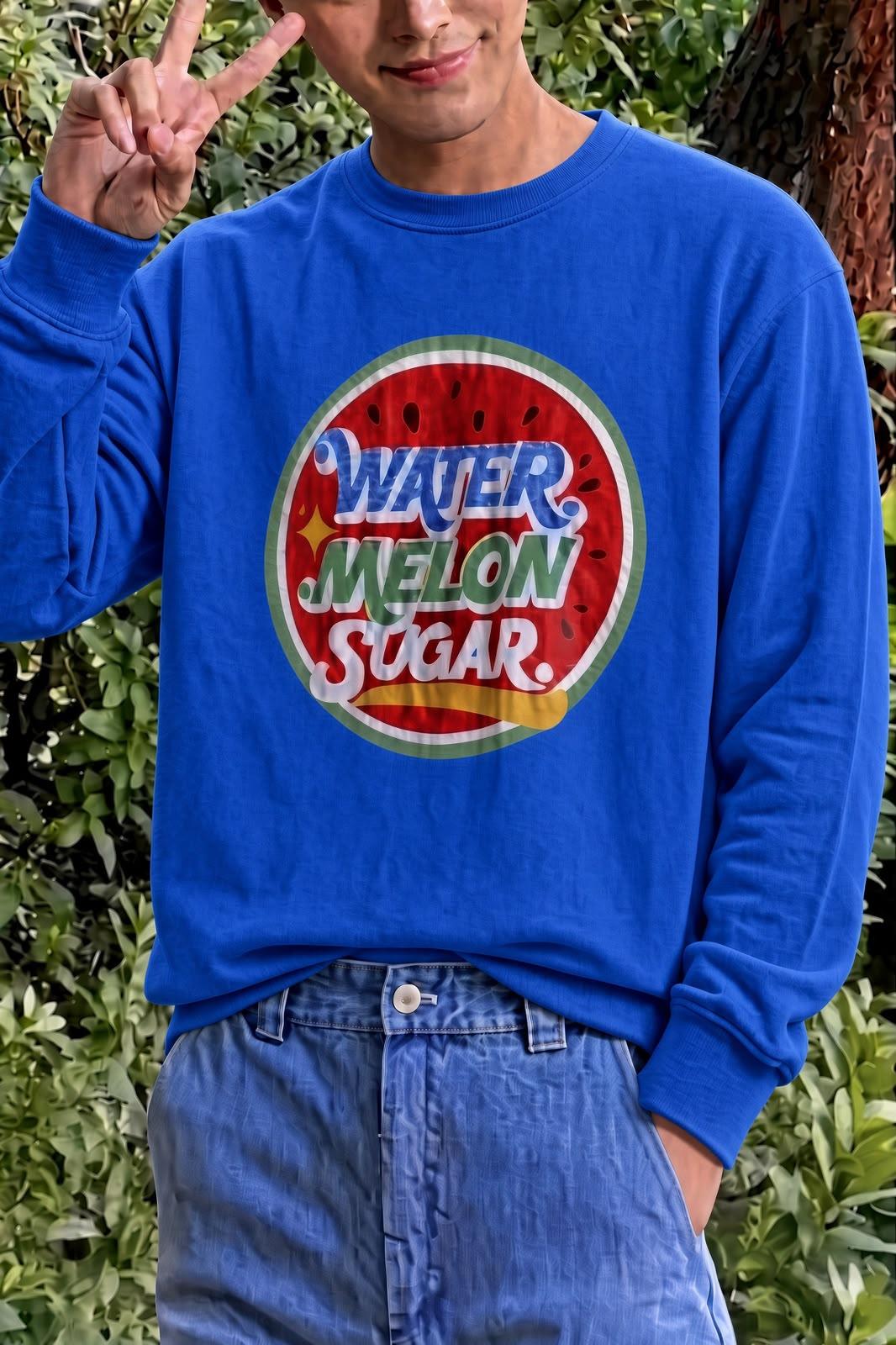 Bs Watermelon Sugar Karpuz Baskılı Unisex Bisiklet Yaka Sweatshirt