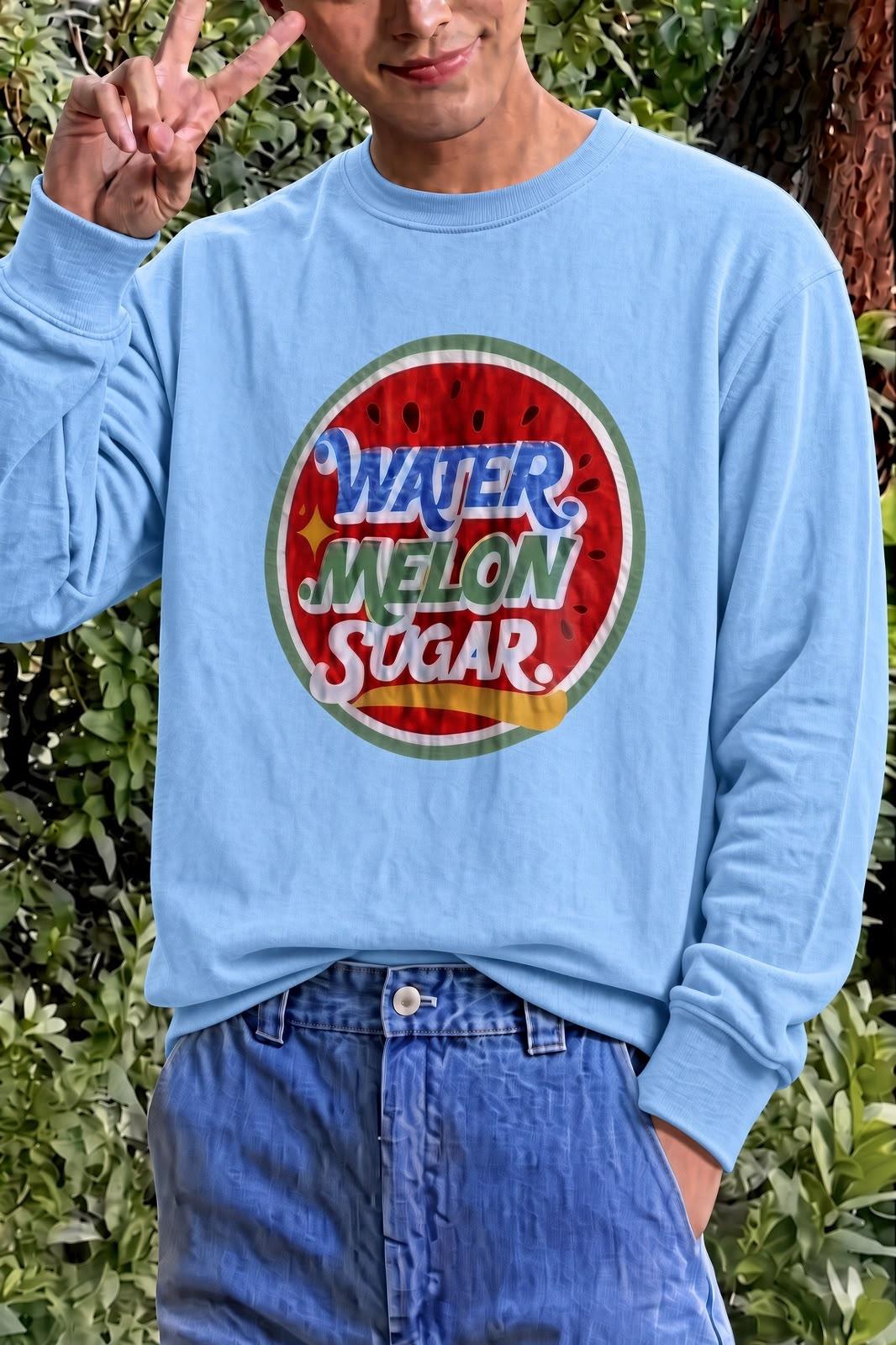 Bs Watermelon Sugar Karpuz Baskılı Unisex Bisiklet Yaka Sweatshirt