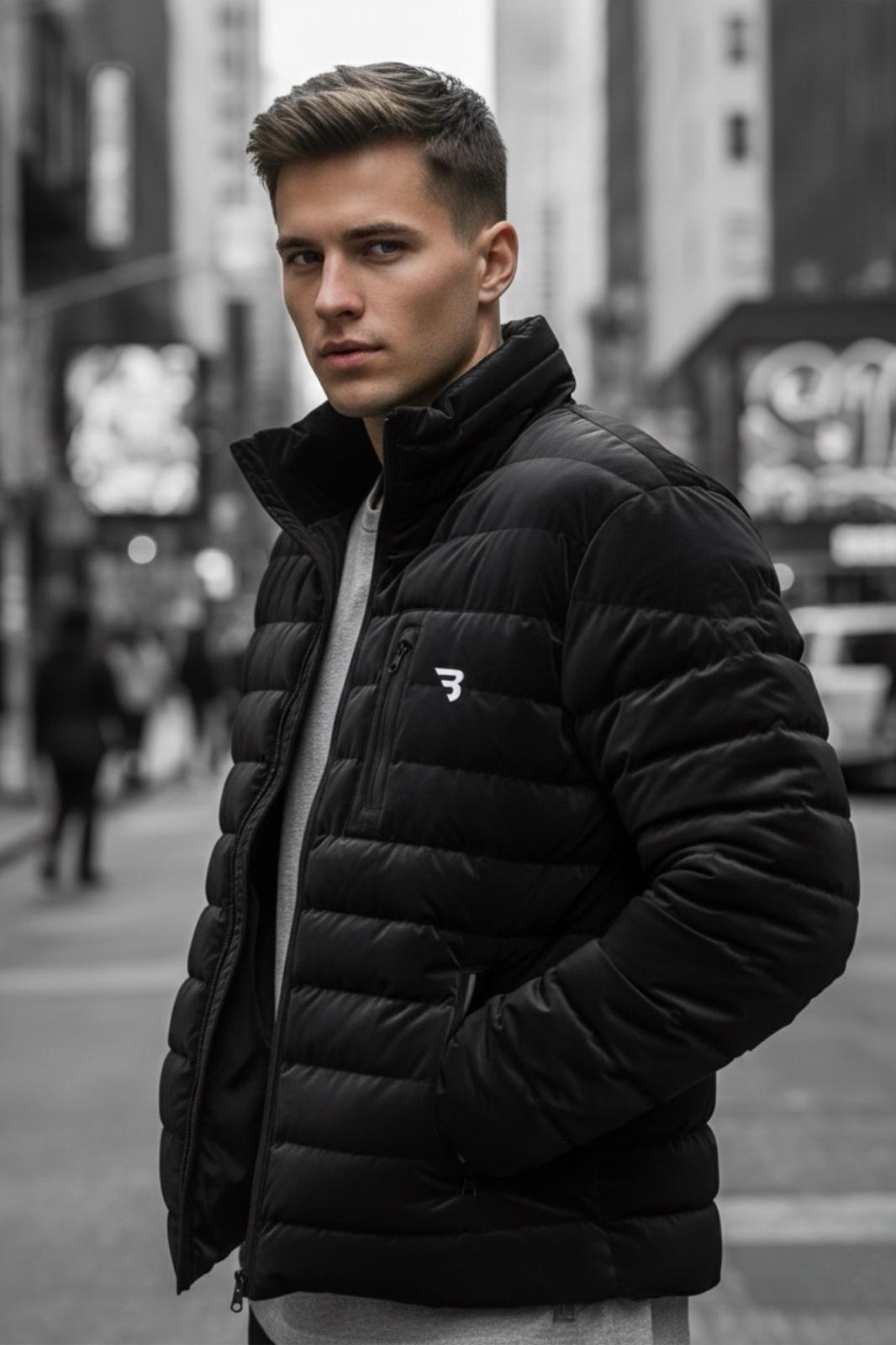 Burnyy Parlak Nova Kumaş Dik Yaka Slim Fit Şişme Erkek Mont