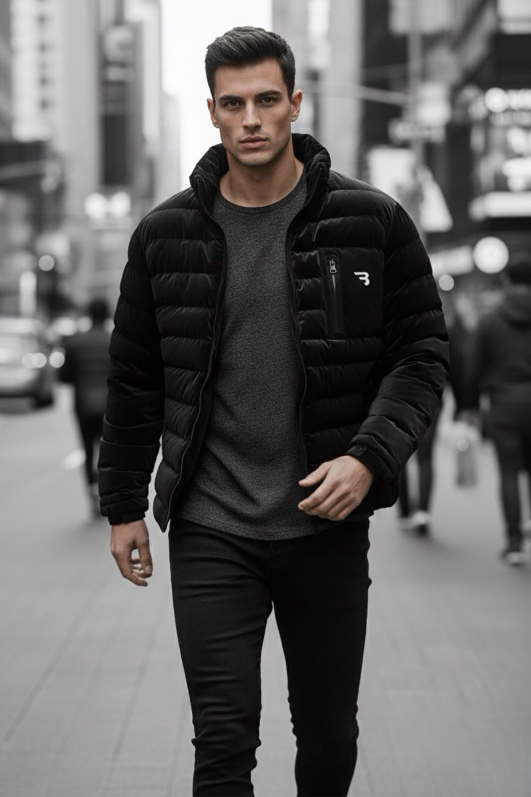 Burnyy Parlak Nova Kumaş Dik Yaka Slim Fit Şişme Erkek Mont