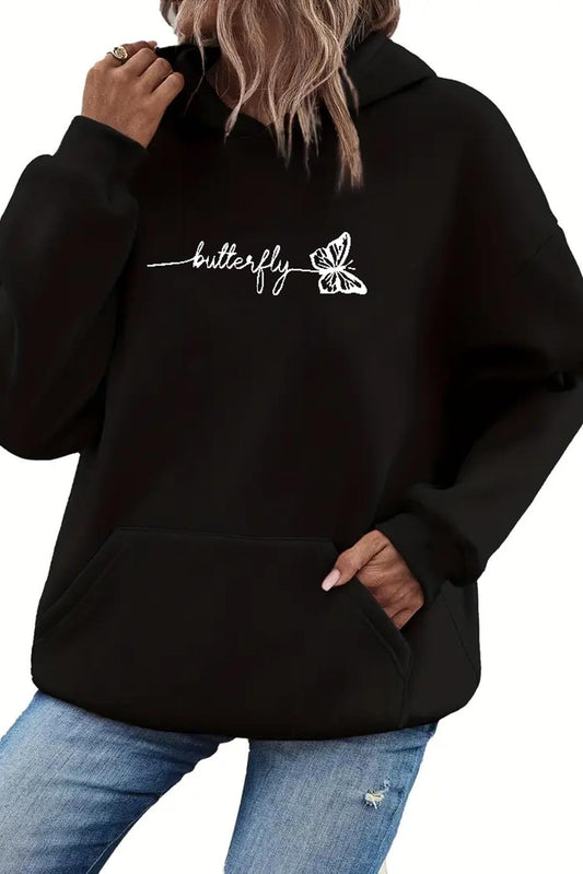 Butterfly Ön Yazı Baskılı İçi Pamuklu Unisex Sweatshirt
