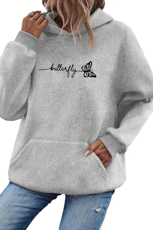 Butterfly Ön Yazı Baskılı İçi Pamuklu Unisex Sweatshirt