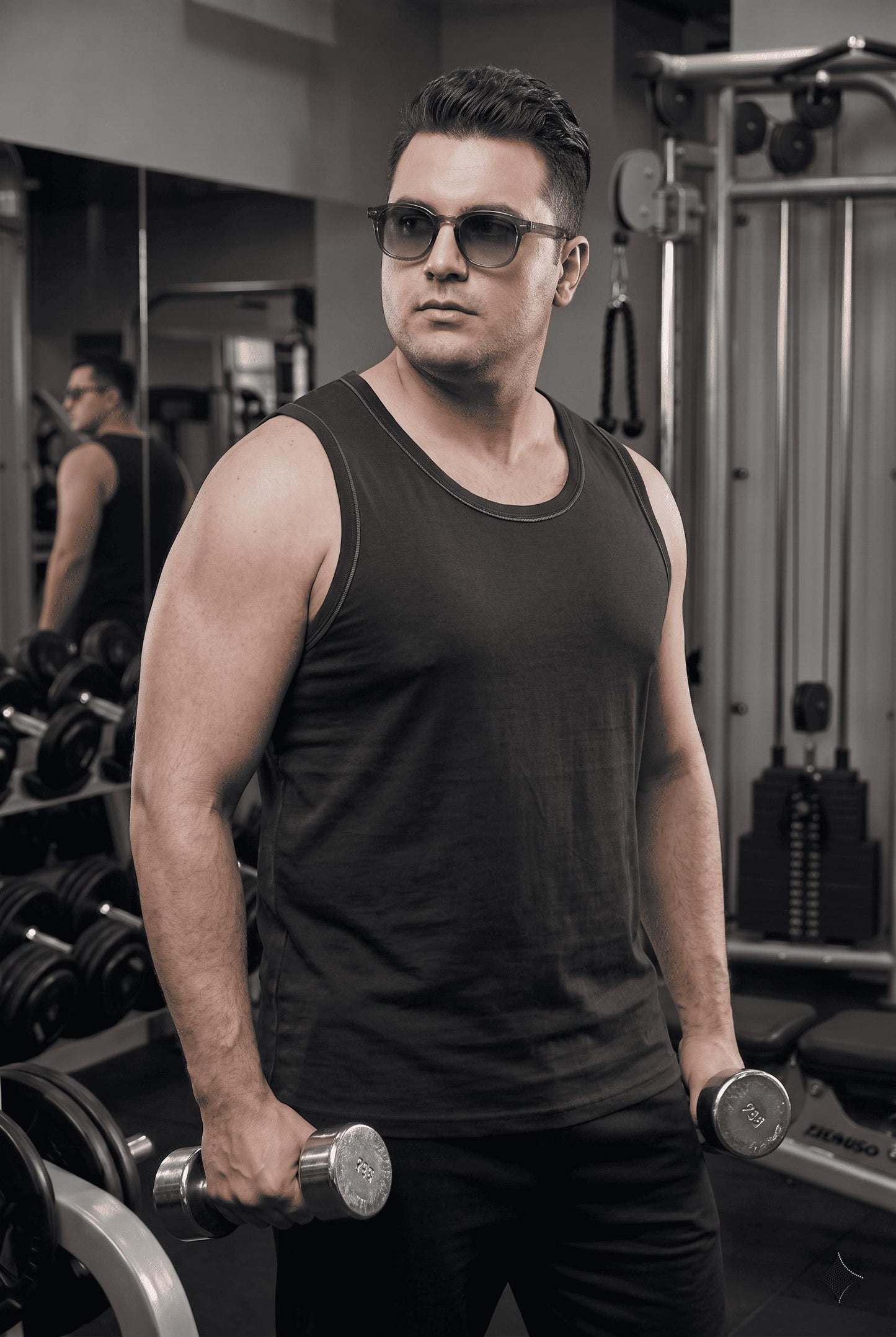 Büyük Beden Biye Detaylı Bisiklet Yaka Erkek Atlet - Fitness ve Günlük Stil