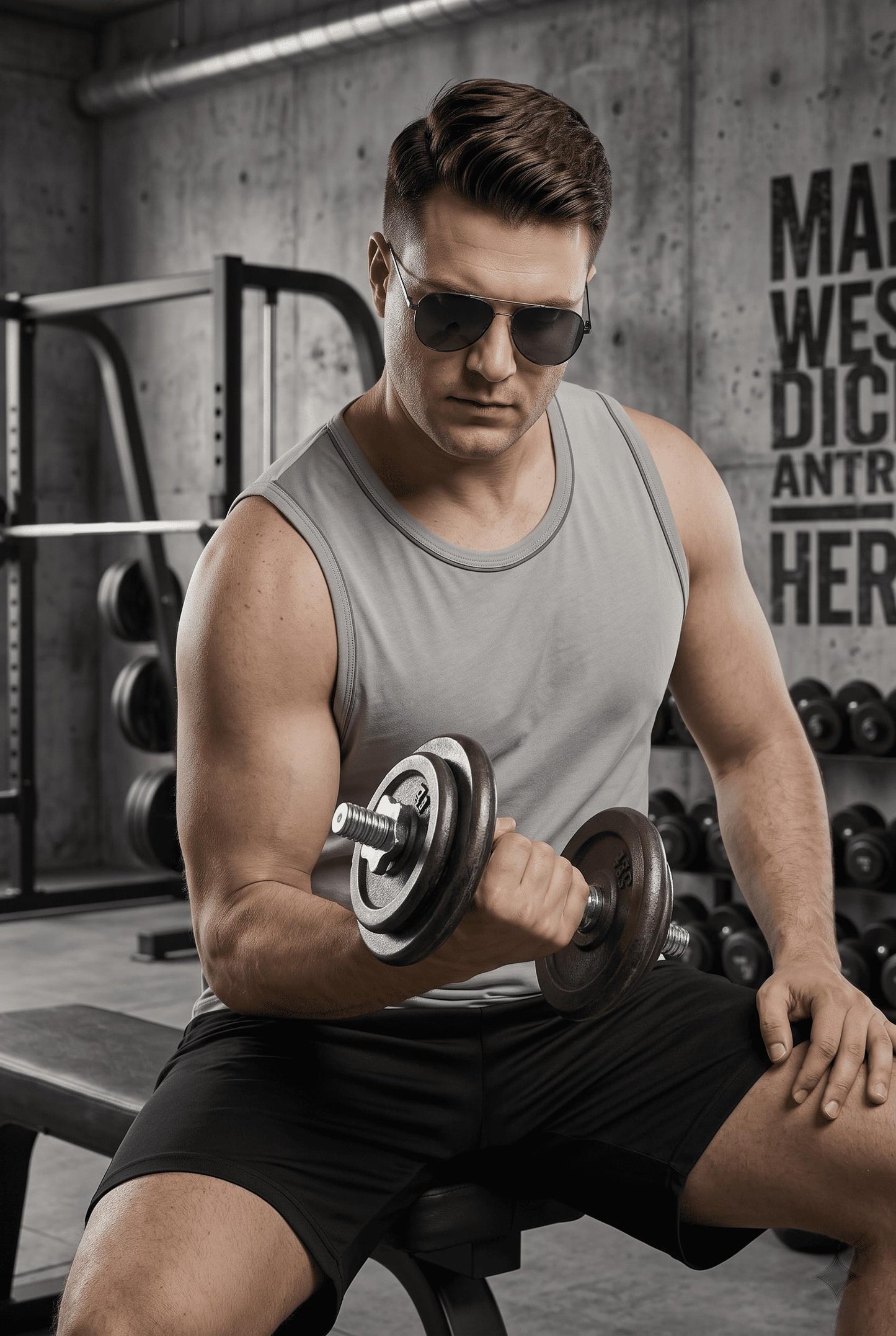 Büyük Beden Biye Detaylı Bisiklet Yaka Erkek Atlet - Fitness ve Günlük Stil