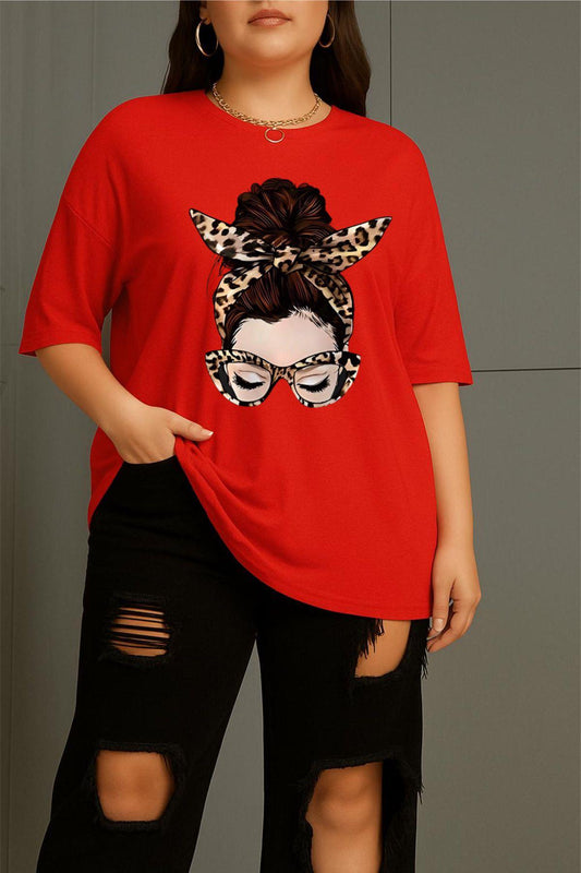 Ceny Kadın Büyük Beden Battal Baskılı Bisiklet Yaka Pamuklu T-Shirt Rahat Kesim Unisex Sevgili Kombini