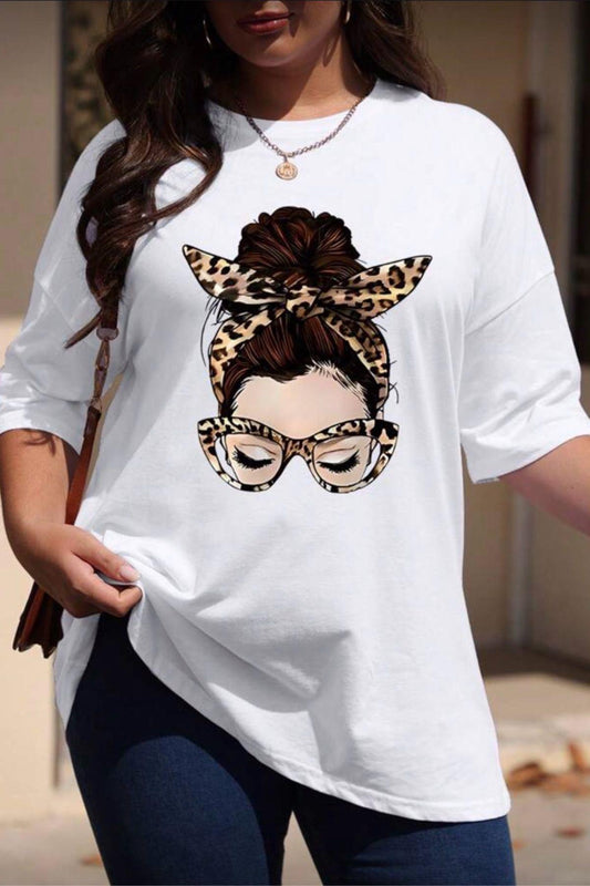 Ceny Kadın Büyük Beden Battal Baskılı Bisiklet Yaka Pamuklu T-Shirt Rahat Kesim Unisex Sevgili Kombini