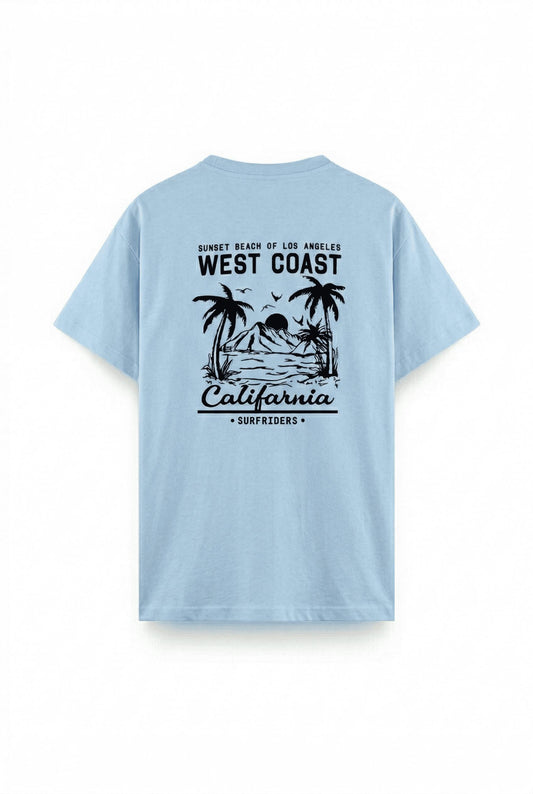 West Coast Surfriders California Baskılı Erkek Unisex Oversize Tişört Büyük Beden Tshirt