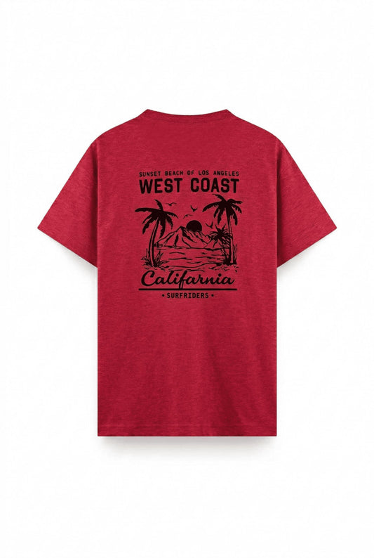 West Coast Surfriders California Baskılı Erkek Unisex Oversize Tişört Büyük Beden Tshirt