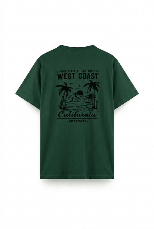 West Coast Surfriders California Baskılı Erkek Unisex Oversize Tişört Büyük Beden Tshirt