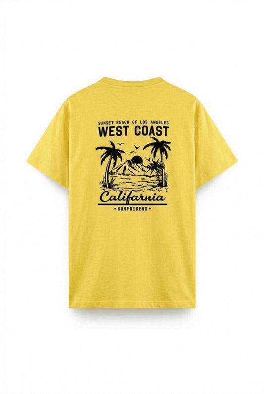 West Coast Surfriders California Baskılı Erkek Unisex Oversize Tişört Büyük Beden Tshirt