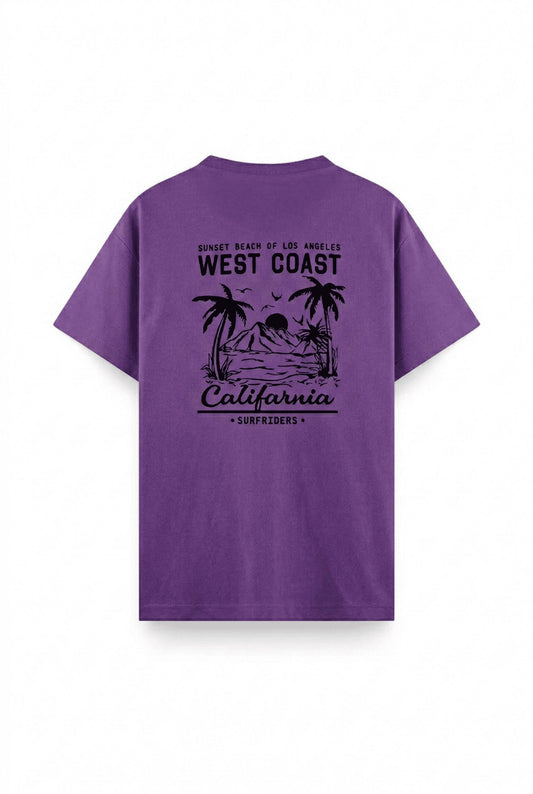 West Coast Surfriders California Baskılı Erkek Unisex Oversize Tişört Büyük Beden Tshirt