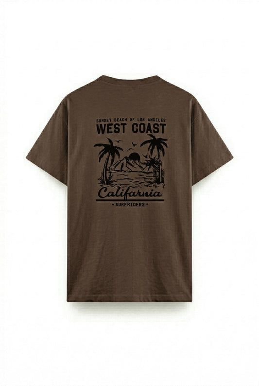 West Coast Surfriders California Baskılı Erkek Unisex Oversize Tişört Büyük Beden Tshirt