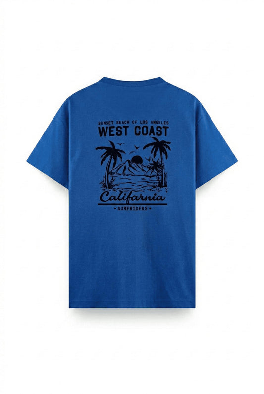 West Coast Surfriders California Baskılı Erkek Unisex Oversize Tişört Büyük Beden Tshirt