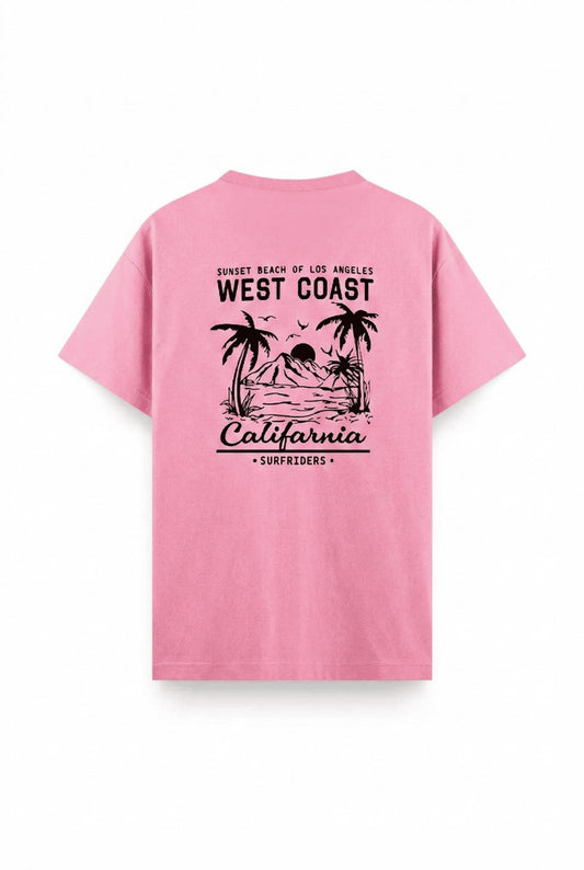 West Coast Surfriders California Baskılı Erkek Unisex Oversize Tişört Büyük Beden Tshirt