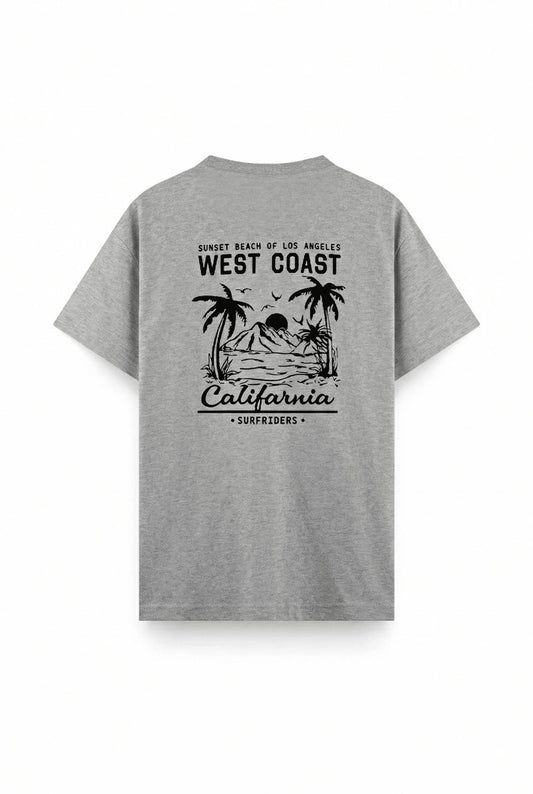 West Coast Surfriders California Baskılı Erkek Unisex Oversize Tişört Büyük Beden Tshirt