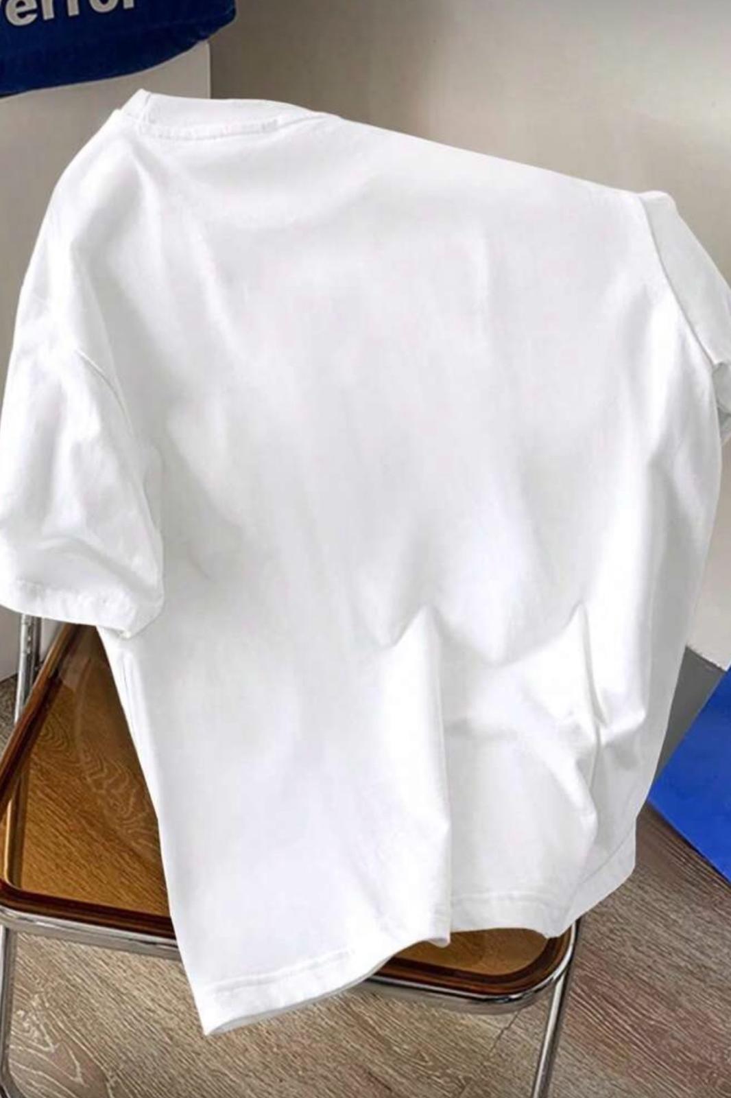 Cepte Panda Baskılı Oversize Unisex Pamuklu Tişört Battal Büyük Beden Tshirt